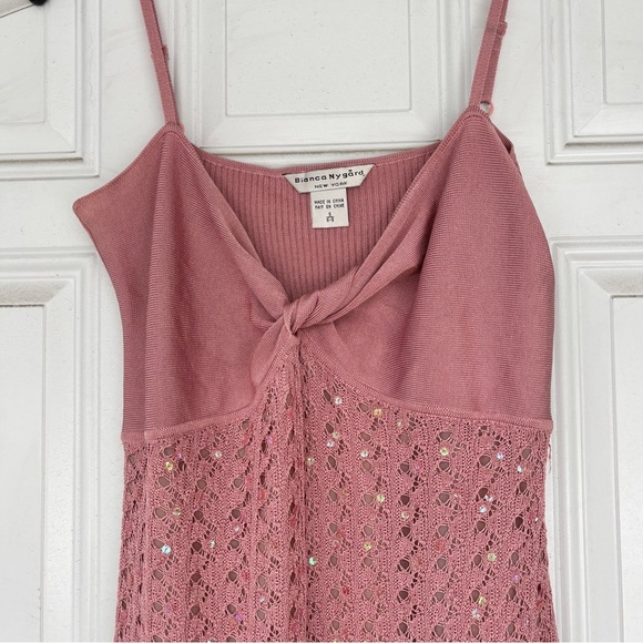 Y2K Bianca Nygard Pink V-Neck Shimmery Top Size S - Picture 2 of 10
